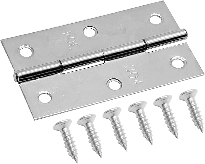 Piutouyar 12 Pack Butt Hinge 3 Inch Mini Hinges 304 Stainless Steel Hinges Small Cabinet Hinges Folding Craft Hinges with Mounting Screws for Boxes Gate Drawer