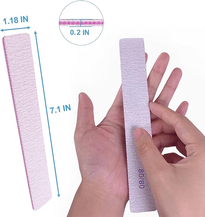 8080 Grit Nail Files, Emery Boards Nail File for Acrylic and Gel Nails, Coarse Nail File Double Sided 80 Grits Emory Professional Filers Reusable Washable Manicure Square Gray