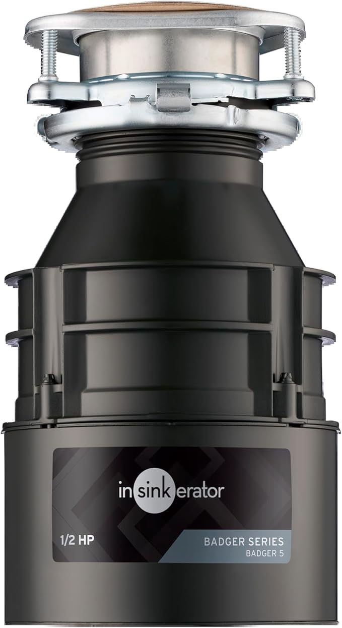 InSinkErator Badger 5 Garbage Disposal, Standard Series 12 HP Continuous Feed Food Waste Disposer, Black, Set of 1