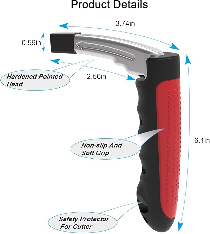 Multifunction Car Handle Assist for Elderly and Handicapped, 3 in 1 Automotive Door Assist Handle, Seatbelt Cutter, Window Breaker, Car Door Handle for Seniors,Red, (CHS)