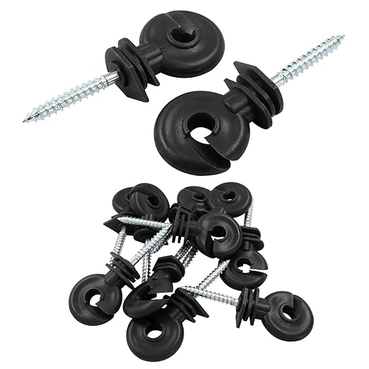 10Pcs Black Electric Fence Insulator, 91mm3.58 inch Screw-in Electric Fence Insulator Tool for Ranch Agricultural Fencing