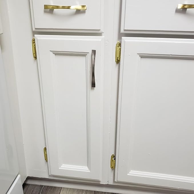 12" Overlay Kitchen Cabinet Door Hinges, 6 Pack (3 Pairs) Brass Gold Self Closing Cabinet Hinge Hardware for Kitchen Cabinet Doors
