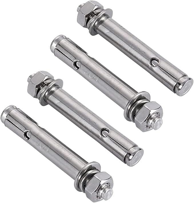 Stainless Steel M6 x 60mm Hex Head Sleeve Anchor, for Pad Eye Plate Hook Hanging Hardware 14" x 2-38" Expansion Bolt (4pcs Hex Sleeve Anchor)