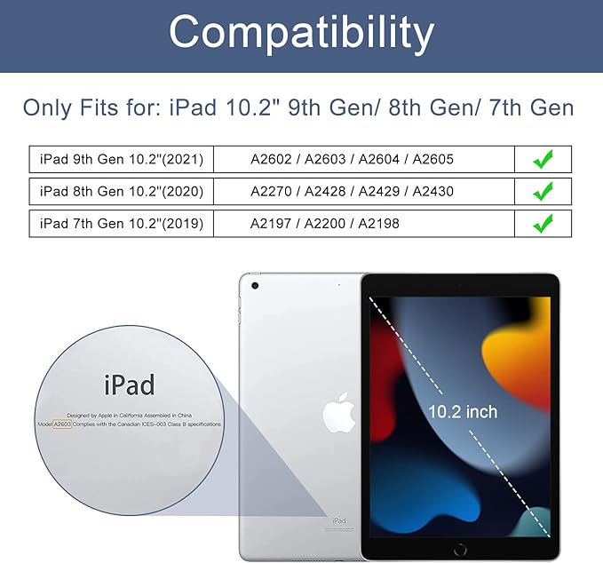 Soke Case for iPad 9th Generation 2021 iPad 8th Gen 2020 iPad 7th Gen 2019, Slim Trifold Stand Auto WakeSleep, Premium Protective Hard PC Back Cover for Apple iPad 10.2 Inch (Book Black)