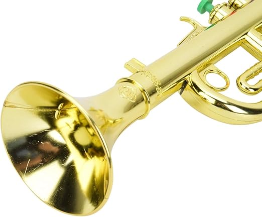 Tyenaza Kid Trumpet, Golden Coated Plastic Children Preschool Music Toy Gift Wind Instrument, Saxophone Trumpet Horn Early Learning Toy for Boys Girls Adults