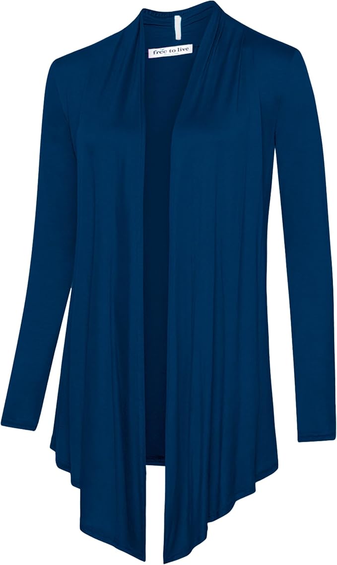 Free to Live 3 Pack Long Sleeve Cardigan for Women Open Front Dressy Casual Fall Draped Lightweight Sweaters Cover Up Shrugs