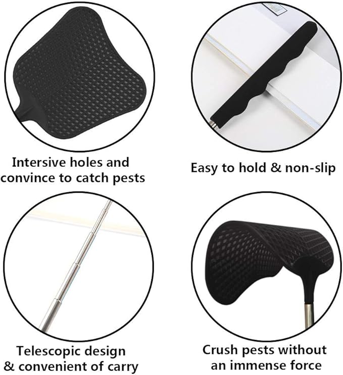 Foxany Telescopic Fly Swatters, Durable Plastic Fly Swatter Heavy Duty Set, Flyswatter with Stainless Steel Handle for IndoorOutdoorClassroom (2 Pack)