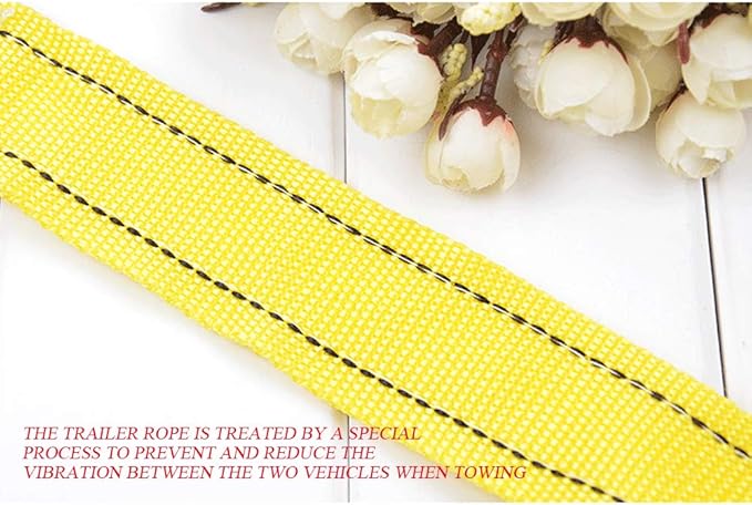 Heavy Duty Tow Strap with Safety Hooks, Double-Layer Trailer Rope 2 x 13 11000 LB Capacity Trailer Belt, for Vehicle Recovery, Hauling, Stump Removal Much More,Tow Rope Yellow Shackle
