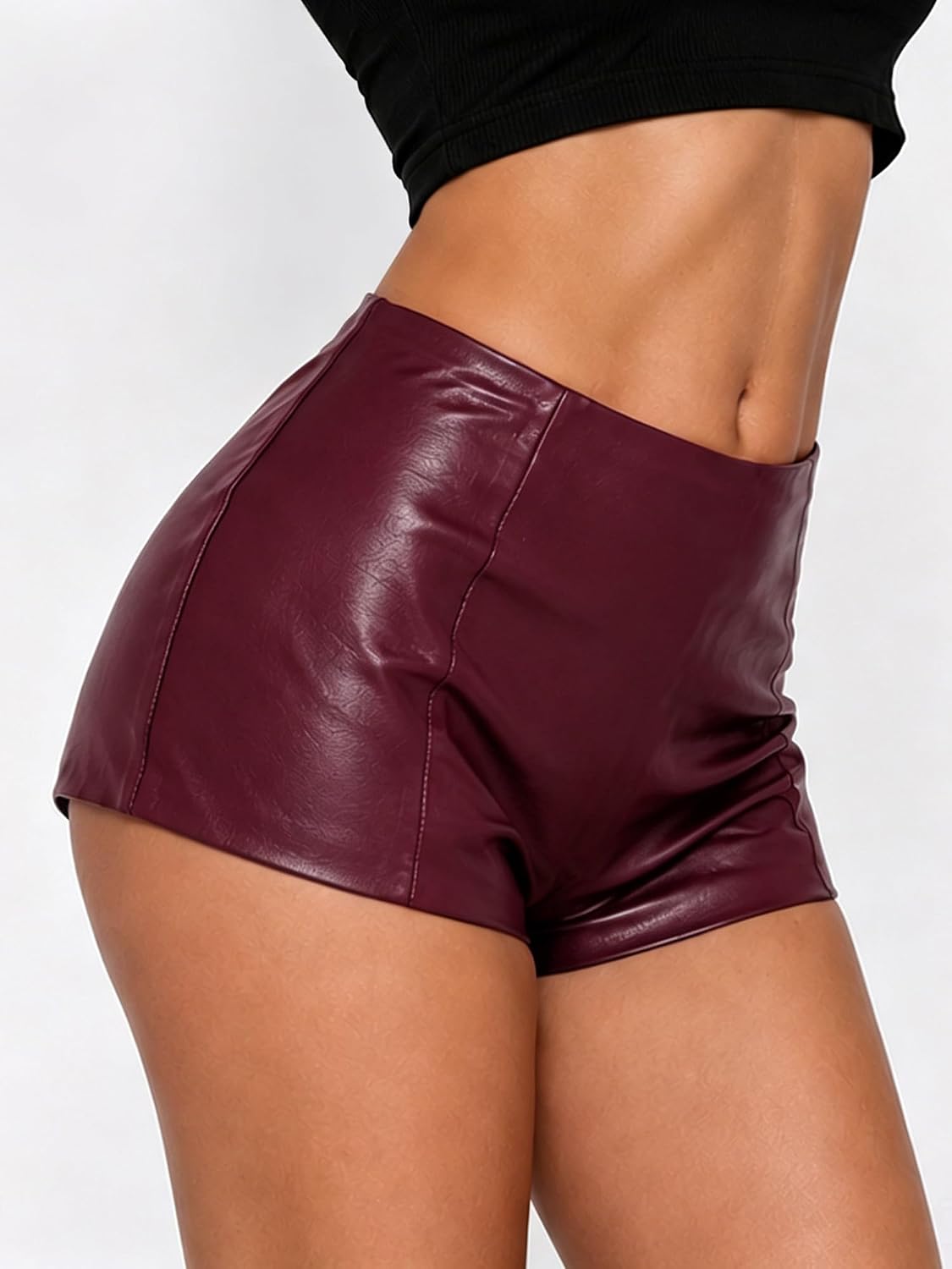 Women's Faux Leather Shorts Low Rise Skinny Micro Shorts Rave Club Hot Pants