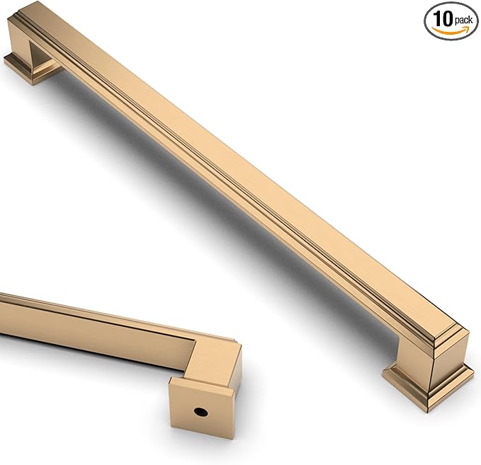 Asidrama 10 Pack 7.5 Inch(192mm) Champagne Bronze Kitchen Cabinet Handles,Brushed Brass Cabinet Pulls Kitchen Cabinet Hardware for Cupboard Gold Drawer Pulls