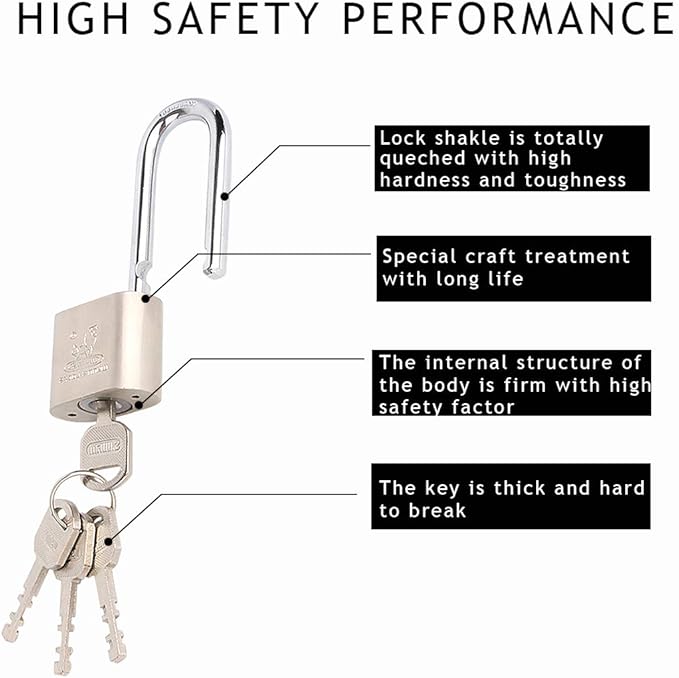 Locks with Keys 2 Pack, Katfort 1-9/16-inch(40mm) Padlock with 4 Multiple Keys, Long Shackle Padlock for Indoor Outdoor