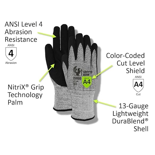 MAGID Griffin Gear ANSI A4 Liquid Repellent Nitrile Work Gloves , 12 Pairs, Size 9Large, GPD455