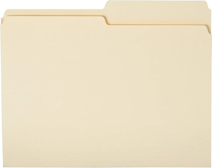 Basics File Folders, 12 Tab, 36-Pack, Letter (8.5Lx 11W) inches, Manila