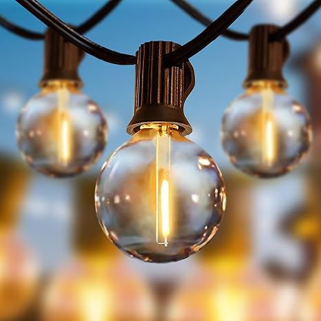 Yuusei String Lights for Outside 25 FT, Outdoor Lights for Patio with 12 1 Shatterproof LED Edison Bulbs, G40 Waterproof Connectable Hanging Lights for Backyard Bistro Party Balcony