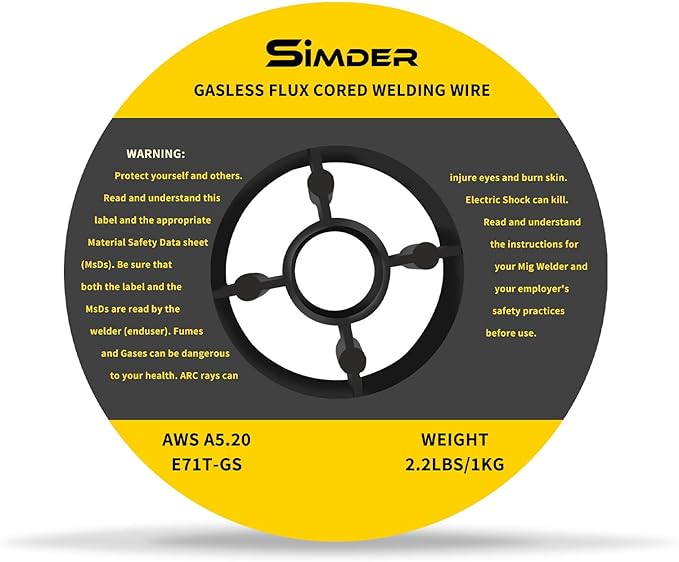 SSIMDER Flux Core Welding Wire Gasless MIG Wire Mild Steel E71TGS.035-Diameter, 2.2-Pound Spool