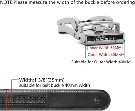 Founders & C Mens Leather Ratchet Belt Strap Only 1 3/8" Without Buckle,Replacement Strap Suitable for 40MM Slide Buckle