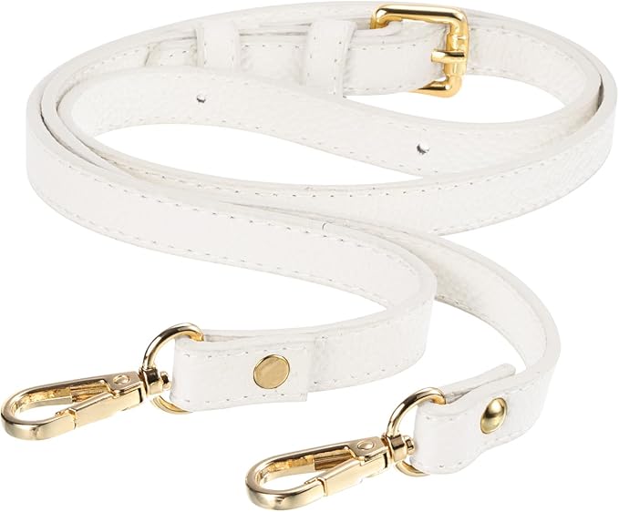 uxcell Purse Strap, Leather Adjustable Replacement Strap for Women's Crossbody Handbags Bag, 0.6" Wide, 41-51" Long (White)