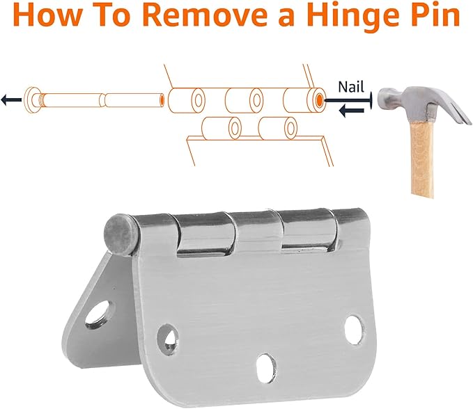 Basics Interior Door Hinge, Rounded, 3.5 x 3.5 Inch, Satin Nickel - Pack of 15