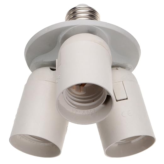 3 to 1 Light Socket E26 Splitter Lamp Base Adapter for Standard LED and CFL Bulbs
