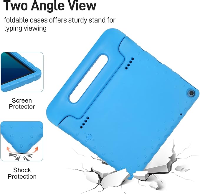 Kids Case for Onn 10.1 Gen 3 Tablet (2022 Model:100071485) Kids 10.1 Inch Android Tablet Onn 10.1 Gen 3 Case with Handle EVA Foam Shockproof Washable Cover for Adults, Kids (Blue)