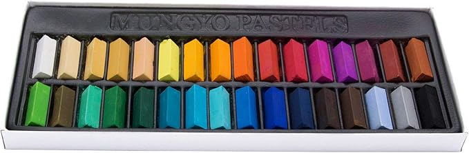 MUNGYO Non Toxic Square Chalk, Soft Pastel, 32 Colors