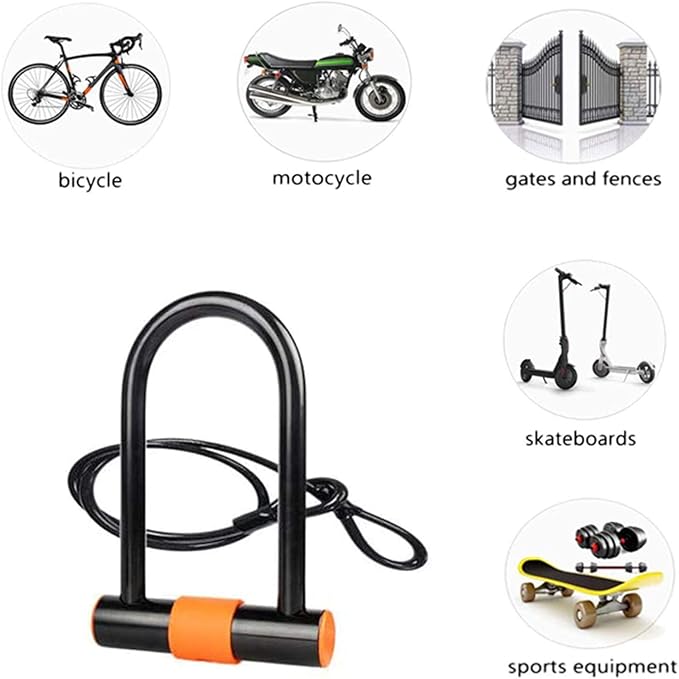 Bike U Lock with Cable Heavy Duty Bike Lock Bicycle U Lock, 14mm Shackle and 3.77ft Length Cable with Mounting Bracket for Bike Motorcycle and More