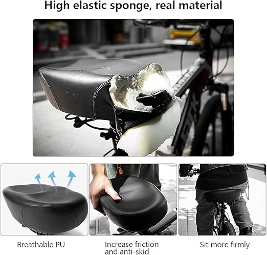 Noseless Wide Bike Seat,Nose Free Bicycle Saddle,Oversized Comfortable E-Bike Saddle Universal Fit Bicycle Seat for Women Men,Comfort Tricycle Saddle Peloton Saddle Stationary Bike Seat