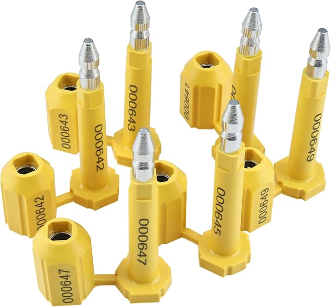 NovelBee 50pcs 0325751-0325800 Bolt Seal Shipping Seal with Print Progressive Numbering for Cargo Containers and Truck Trailers, Cargo Container Seals (Yellow)