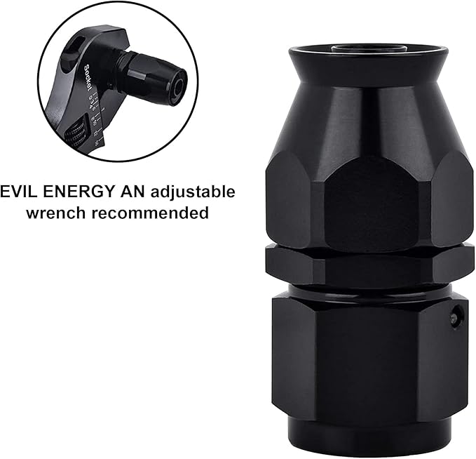 EVIL ENERGY 8AN PTFE Hose End Fitting Straight Black for PTFE Hose Only