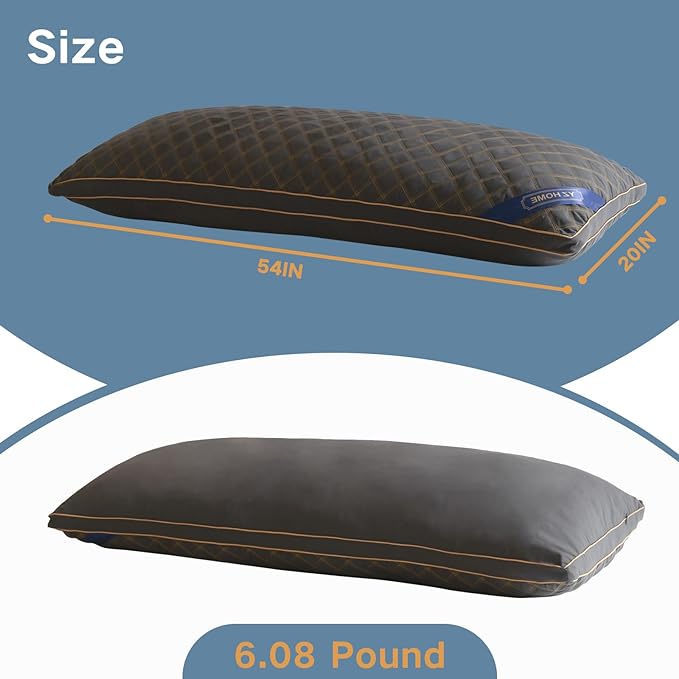 YZ HOME Long Body Pillow for Adults - Firm Body Pillow Insert with Shredded Blue Memory Foam, Adjustable Height, Soft Support for Side Sleeping, Pregnant Women, Washable (20x54 Inch, Grey)
