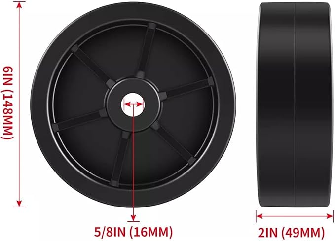 Trailer Jack Wheel, Sangkim 6 Inch Trailer Jack Wheel Replacement Parts Hitch Utility Trailer Tongue Jack Wheel 1200lb Capacity, Black Plastic