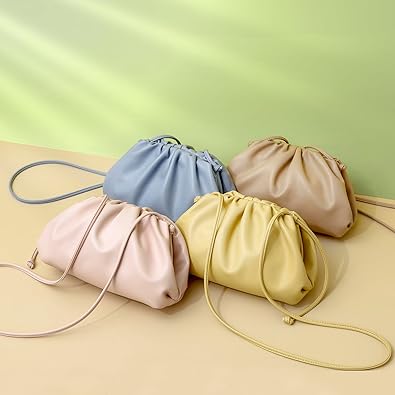 Huralona Dressy Pleated Vegan Leather Clutch Purse Super Soft Cloud Dumpling Clutch Bag for Women PU Evening Purse Handbag