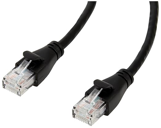Basics RJ45 Cat 6 Ethernet Patch Cable for PC, TV, Tablet, Router, Printer, 1Gpbs Transfer Speed, Gold-Plated Connectors, 5 Foot, Black