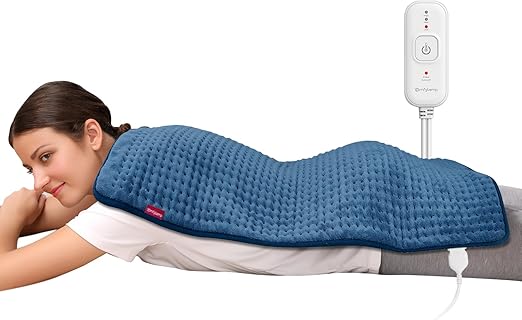 Comfytemp Heating Pad for Back Pain Relief - FSA HSA Eligible Extra Large Heating Pad XXL, Birthday Gifts for Women Mom Her Wife, 17''x 33'' King Size Electric Heating Pad for Period Cramps (Blue)