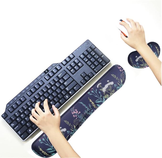 Keyboard Wrist Rest Pad,Memory Foam Keyboard Wrist Support, Ergonomic Palm Rest, Wrist Rest for Computer Keyboard,Laptop,Mac,Office,Gaming,Easy Typing and Pain Relief (Green Plant)