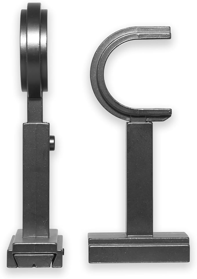 BlastHome Luxury Adjustable Curtain Rod Brackets Premium Quality Heavy Metal Replacement Accessory Signature Collection, Set of Two Fits Up to 1 14" Diameter Curtain Rods Matte Graphite
