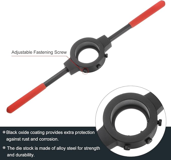 uxcell Die Stock Handle Wrench, for Metric M27-M36 (Metric) / 1-1/16"-1-7/16" (UNC/UNF) / 65mm OD Round Dies, 65mm x 25mm Threading Die Holder with Plastic Handle