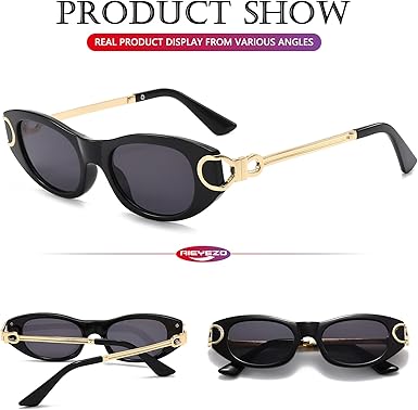 AIEYEZO Retro Oval Sunglasses for Women 90s-Style Classic Oval Frame Sun Glasses Fashion Vintage Cat Eye Shades