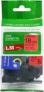 Premium 34" (18mm) Black on Red Compatible TZe P-Touch Tape for use with Brother PT-P900W, PTP900W, PT-P900, PTP900 Label Maker Includes Tape SizeColor Guide.