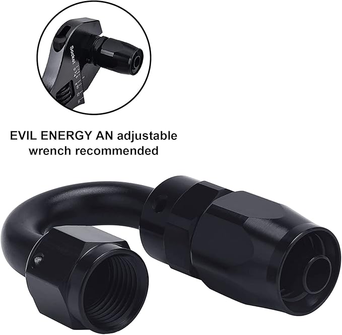 EVIL ENERGY 6AN Hose End Fitting 180 Degree Swivel for CPE Braided Hose Black