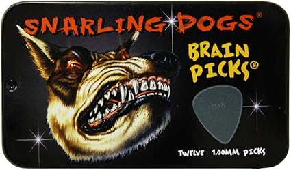 D'Andrea Snarling Dog Brain Nylon Guitar Picks 12 Pack with Tin Box (Grey, 1.00mm)