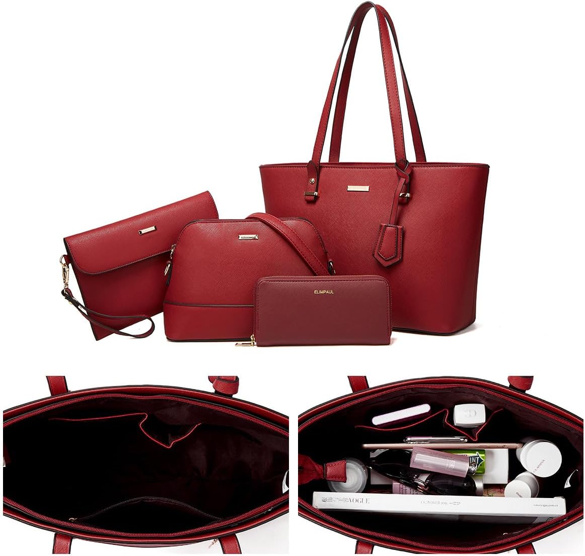 This 4-piece set includes a stylish handbag, messenger bag, wallet, and card holder - perfect for everyday use or travel.