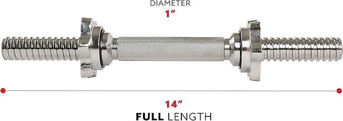 Sunny Health Fitness 14" Threaded Chrome Dumbbell Bar Pair - STDBH-14