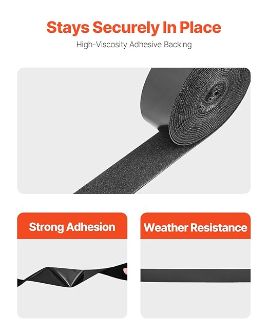 VEVOR 16 ft x 1.5 in Hook and Loop Tape, Hook Loop Heavy Duty Strips Rolls, Strong Nylon Self Adhesive Strips Roll, Sticky Back Fastener Tape Roll Ideal for Home Office School and Crafting, Black