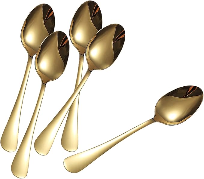 Comicfs 12-Piece Demitasse Espresso Spoons, Coffee Spoons, 8 Inches Mini Tea Spoon Stainless Steel Small Spoon for Ice Cream Dessert Home Casual Shop Restaurant (Gold)
