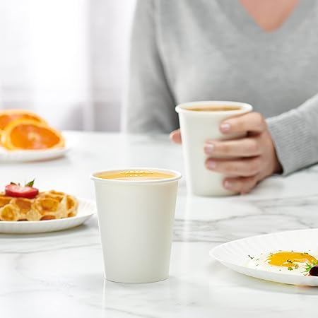 GUSTO 8 oz.- 100 Pack Paper Hot Cups, Coffee Cups - White (formerly Comfy Package)