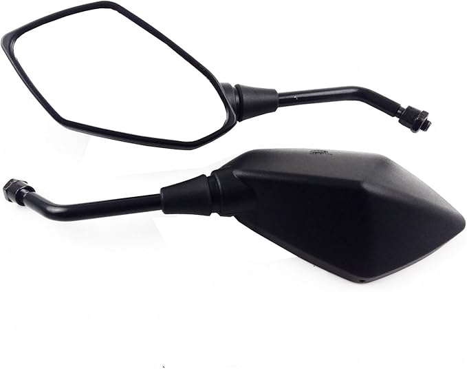 Motorcycle Rear View Side Mirrors-10mm Clockwise Threaded Mounting Bolt-Fits for Kawasaki, for Suzuki, for Victory and More-Pair