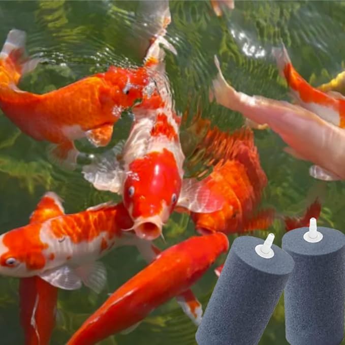 6-Pack Large Air Stones, Humongous 4 x 2 Inch Round Air for Aquarium, Hydroponics, Fish Tank, Koi Pond, Cylinder Bubble Diffuser for Pump, Growing System