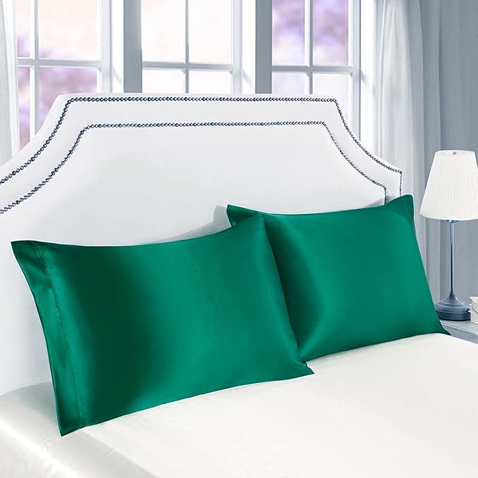 4 Pcs Silk Satin Sheet Set Luxury Bedding Sets -, 1 Fitted Sheet, 1 Flat Sheet and 2 Pillow Shams.(Teal,Twin)