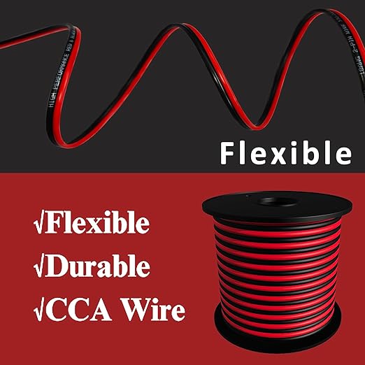 16Gauge 100FT Red Black Cable Hookup Electrical Wire 2 Conductors LED Strips Extension Wire 12V24V DC Cable, 16AWG Flexible Wire Extension Cord (16AWG, 100FT)